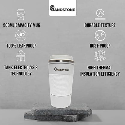 Vacuum Insulated Coffee Mug 500ml - Stainless Steel - Keeps Beverages Hot and Cold for 8 Hours