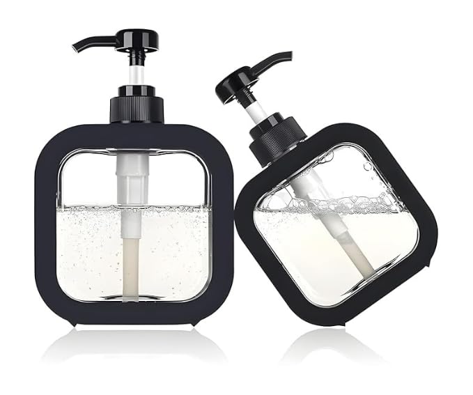 Soap Dispenser Manual Operation Black Plastic 300ml 19cm x 12.5cm
