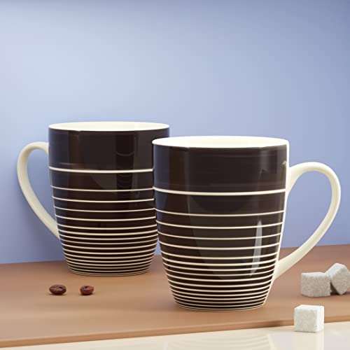 Coffee Mug Set of 2 - Brown Ceramic, 280 ml Each, Microwave Safe