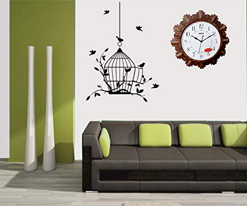 Analog Wall Clock with Wooden Finish - Brown, 32 x 4.5 cm, Plastic