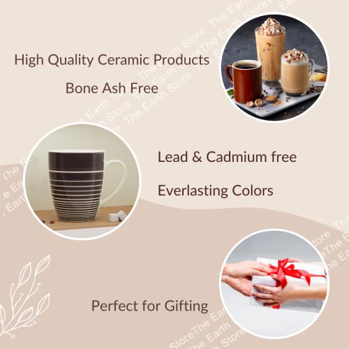 Coffee Mug Set of 2 - Brown Ceramic, 280 ml Each, Microwave Safe