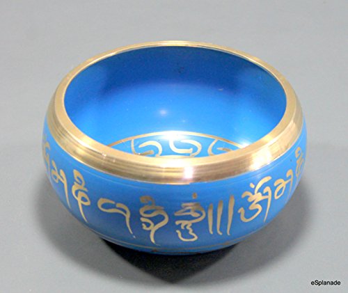 Singing Bowl - Tibetan Buddhist Instrument - Metal Alloy - Blue - 6 Inch Diameter