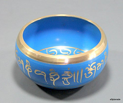 Singing Bowl - Tibetan Buddhist Instrument - Metal Alloy - Blue - 6 Inch Diameter