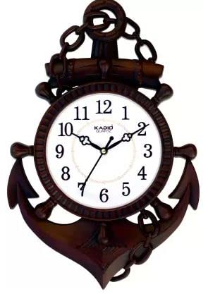 Kadio Analog Wall Clock 39 cm x 26 cm Black Plastic Frame with Glass