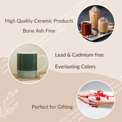 Coffee Mug Set of 2 Green Ceramic 350 ml - Microwave Safe