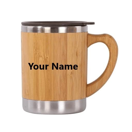 Customized Bamboo Coffee Mug with Stainless Steel Inside - 300 ml - Sustainable and Leak Proof