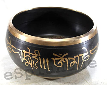 Singing Bowl - Tibetan Buddhist Meditation Bowl - Metal Alloy - 6 Inch Diameter - 3.5 Inch High