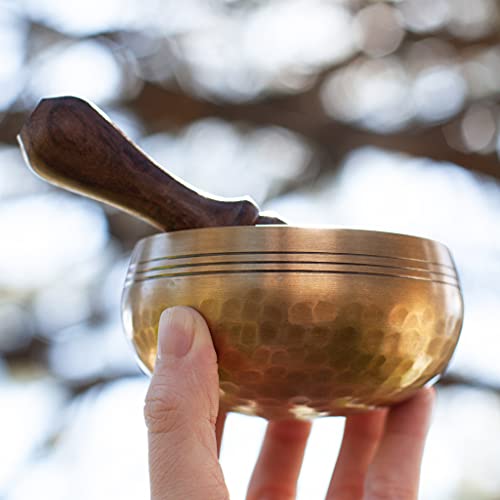 Tibetan Singing Bowl Set - Handcrafted Meditation Sound - 3.5 Inch - Includes Cushion and Mallet