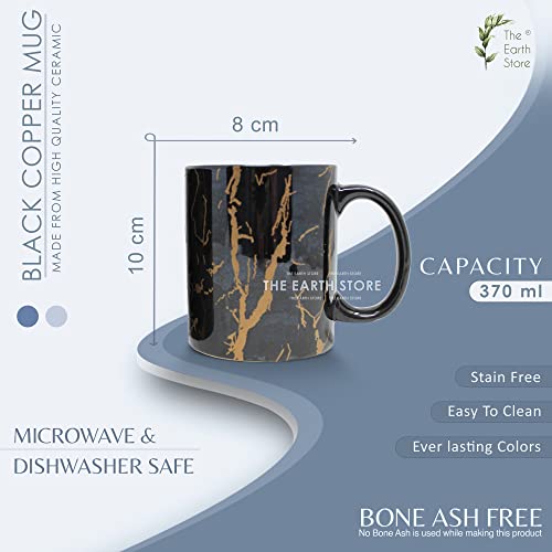 Coffee Mug Set of 6 Black Copper Pipe Ceramic 350ml