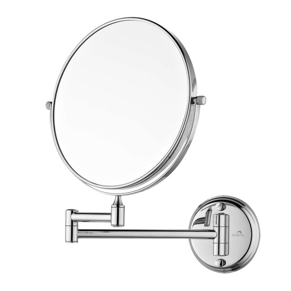 Round Double-Sided Magnifying Makeup Mirror 5X/1X Stainless Steel Silver 8 Inch