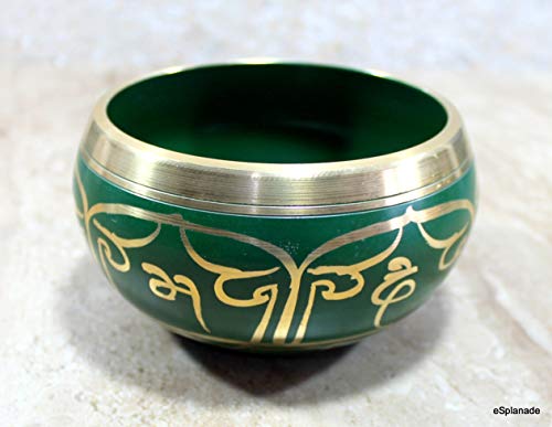 Singing Bowl - Tibetan Meditation Bowl - Metal Alloy - Green - 5 Inch Diameter