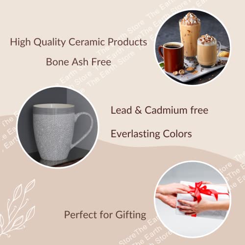 Coffee Mug Set of 6 - Ceramic - Grey - Microwave Safe