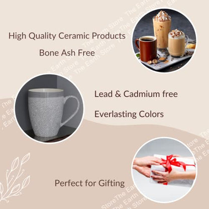 Coffee Mug Set of 6 - Ceramic - Grey - Microwave Safe
