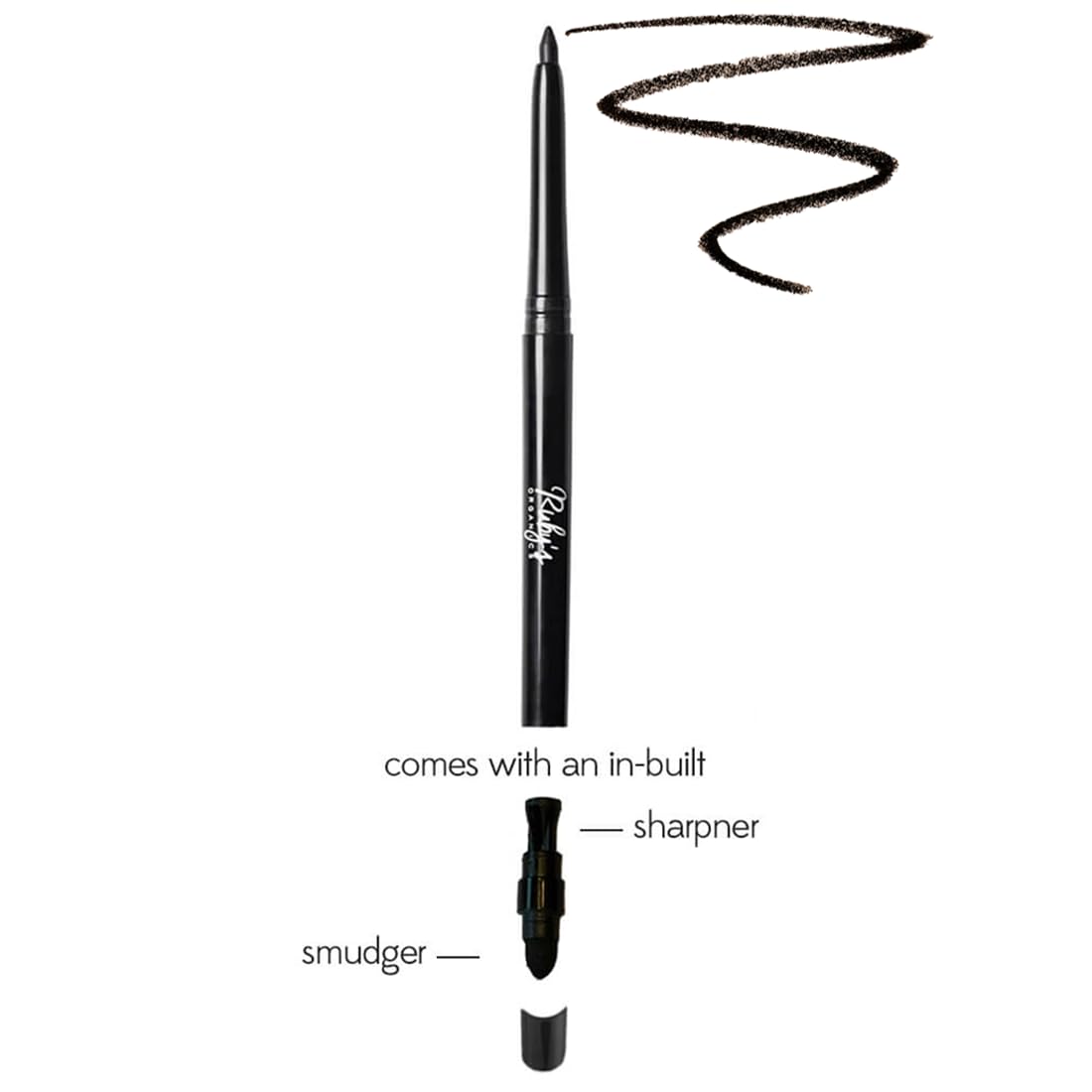Organic Kohl Eyeliner - Black, Long-Wearing, Vegan, 0.35 Gm