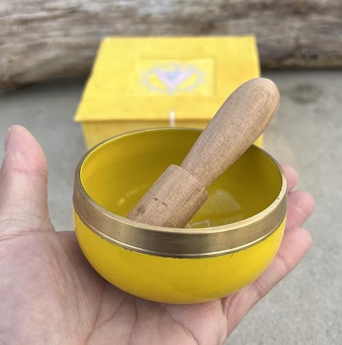 Singing Bowl Solar Plexus Chakra Handcrafted in Nepal 4" Diameter Yellow