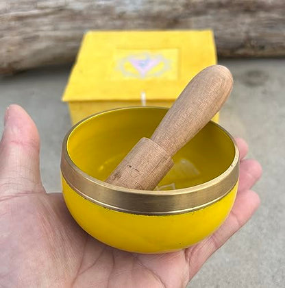 Singing Bowl Solar Plexus Chakra Handcrafted in Nepal 4" Diameter Yellow