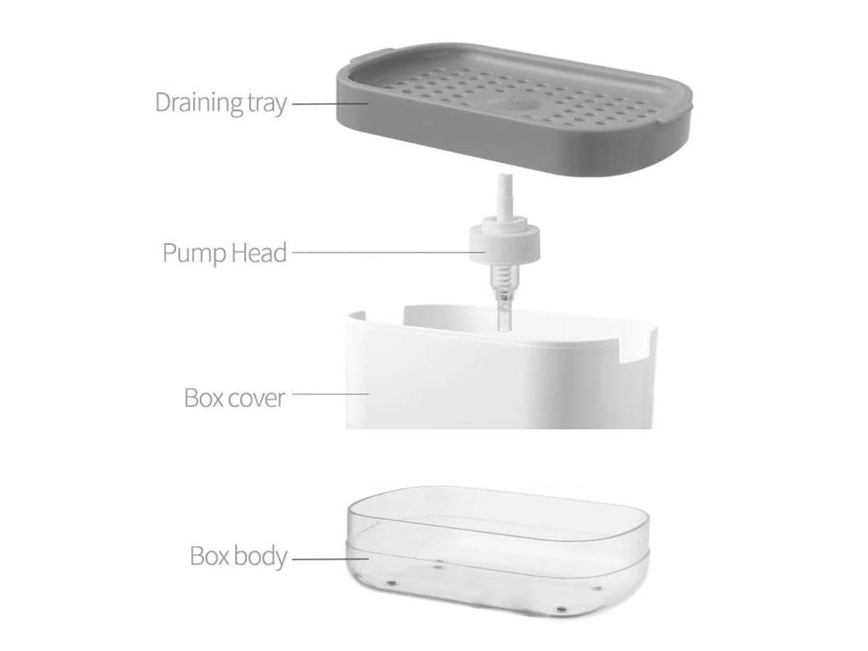 2-in-1 Soap Dispenser with Sponge Holder - Durable ABS Plastic - 400ml Capacity - Modern Design