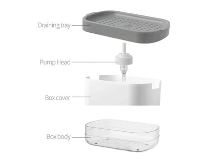 2-in-1 Soap Dispenser with Sponge Holder - Durable ABS Plastic - 400ml Capacity - Modern Design