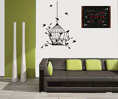 Digital Wall Clock with Red LED Display, 39.6 cm x 29.6 cm, Electric Powered