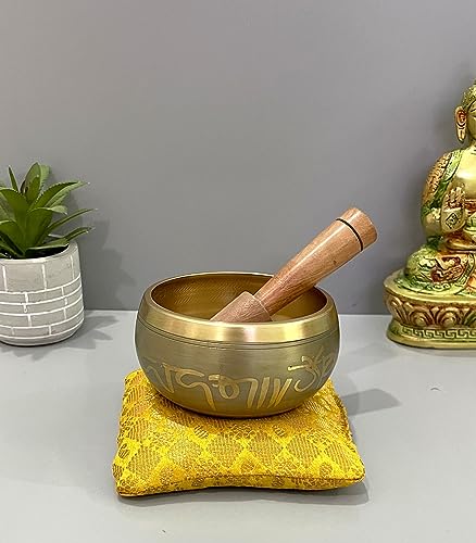 Singing Bowl 3.5 Inch Metal Alloy Grey for Stress Relief Meditation