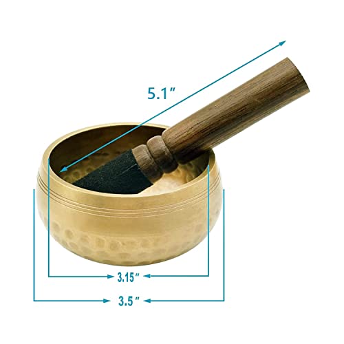 Tibetan Singing Bowl Set - Handcrafted Bronze Alloy - 3.15 Inch - Includes Cushion, Mallet, and Storage Bag