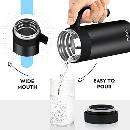 Coffee Mug Insulated Double Wall Stainless Steel Black 400 ml
