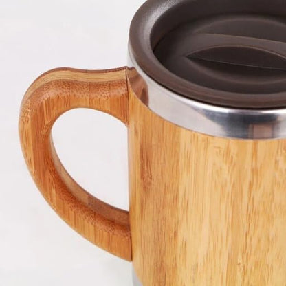 Customized Bamboo Coffee Mug with Stainless Steel Inside - 300 ml - Sustainable and Leak Proof
