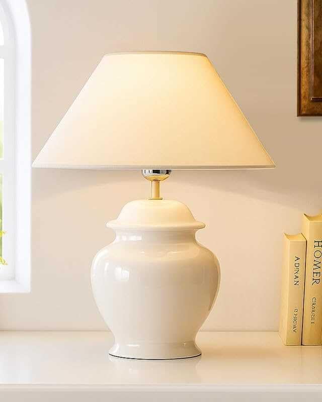 Table Lamp Modern Minimalist White Ceramic 33x33x40cm