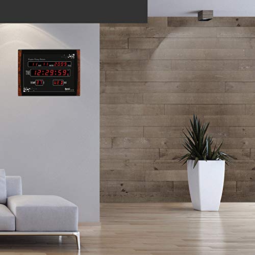 Digital Wall Clock with Red LED Display, 39.6 cm x 29.6 cm, Electric Powered