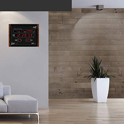 Digital Wall Clock with Red LED Display, 39.6 cm x 29.6 cm, Electric Powered
