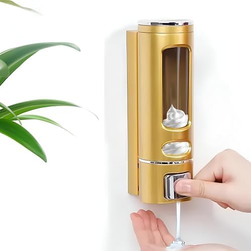 Wall Mounted Liquid Soap Dispenser - Modern Gold Finish - 400ml Capacity