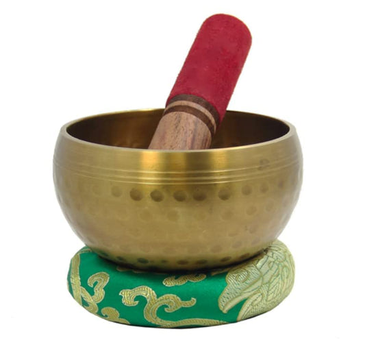 Tibetan Singing Bowl for Meditation and Yoga, Brass Alloy, Gold, 4 Inch Diameter