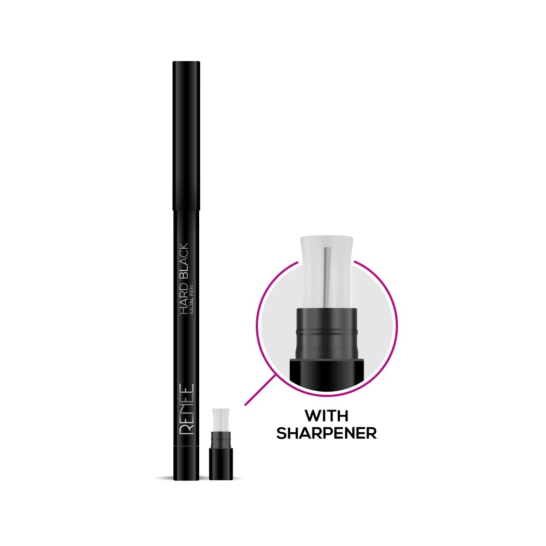 Hard Black Kajal Pen with Sharpener, 24hr Stay, 0.35g