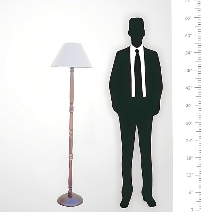 Floor Lamp Modern Minimalist Design Wooden Brown Taper Shade
