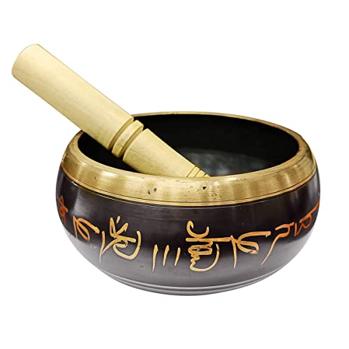 Singing Bowl Meditation 4 Inches Gold Metal with Wooden Stick - Calming Sound for Yoga and Healing