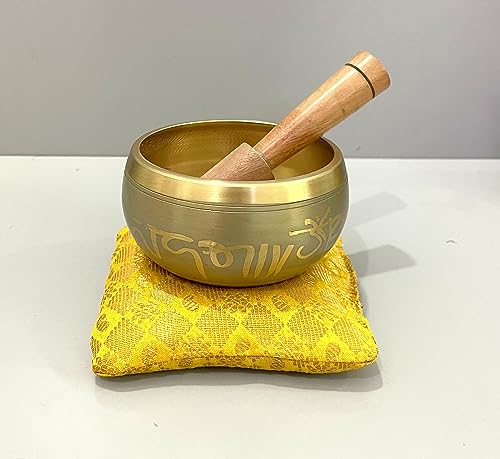 Singing Bowl 3.5 Inch Metal Alloy Grey for Stress Relief Meditation