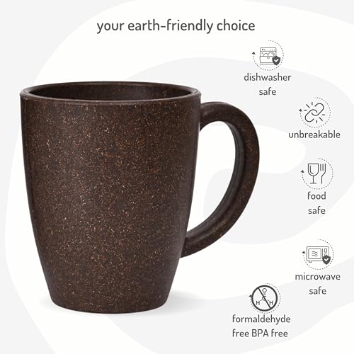 Coffee Mug Set of 2 | 300 ml | Earth-Friendly Rice Husk & Bamboo Fibers | Matte Finish | Microwave Safe