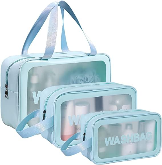 Travel Makeup Pouch Set - Waterproof Cosmetic Organizer Bag (Set of 3)