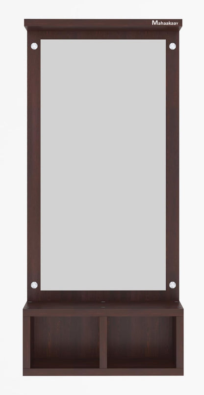 Wall Mounted Dressing Mirror with Storage - Engineered Wood - Wenge - 82.5 cm Height