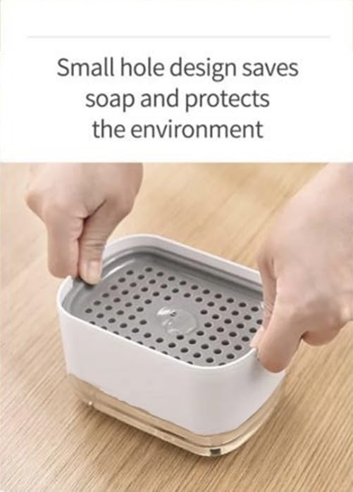 2-in-1 Soap Dispenser with Sponge Holder - Durable ABS Plastic - 400ml Capacity - Modern Design