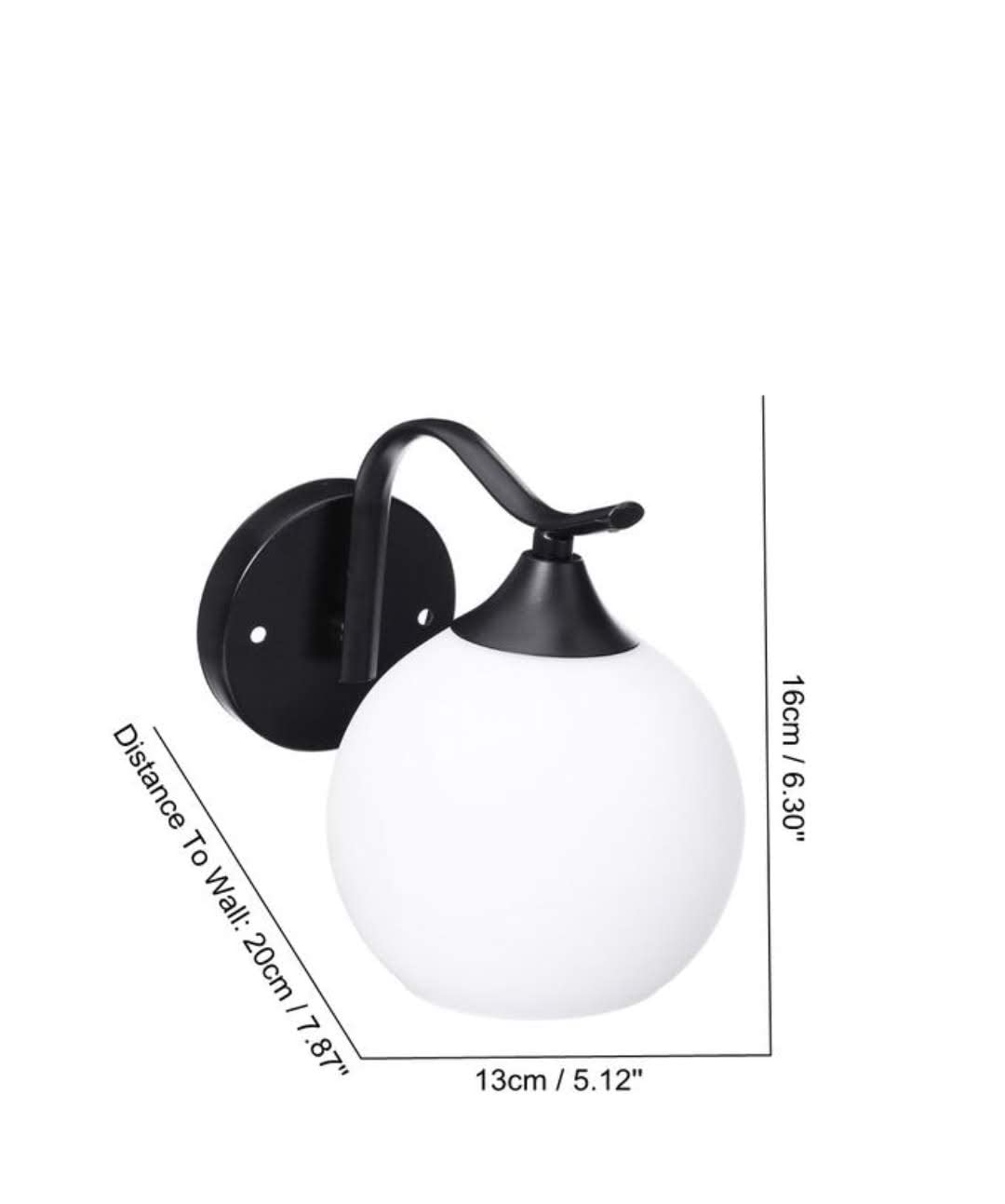 LED Wall Light Modern Design Black Metal & Frosted Glass 30cm