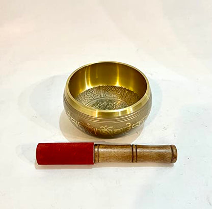 Tibetan Singing Bowl Antique Meditation Bowl Brass 11x11x6 cm