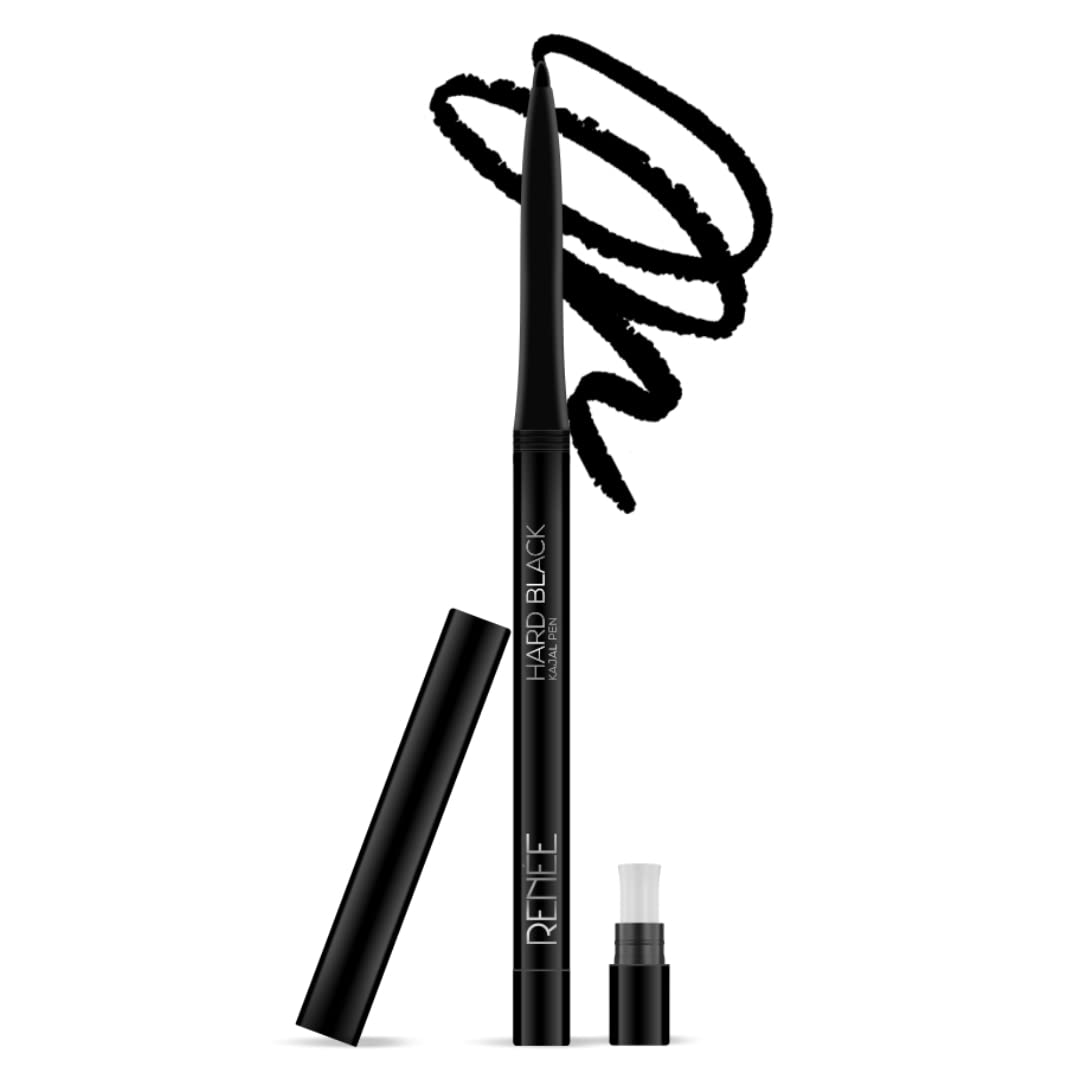 Hard Black Kajal Pen with Sharpener, 24hr Stay, 0.35g