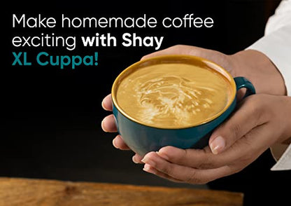 Large Coffee Cup Set of 2, Teal Green Glossy Finish, Stoneware, 350ml