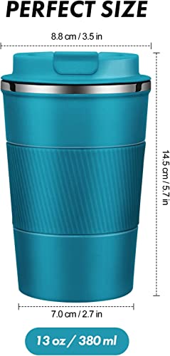 Insulated Coffee Mug with Leakproof Lid, Stainless Steel, Blue, 380 ml