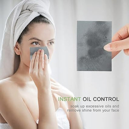 Charcoal Oil Blotting Sheets for Face - 100 Pack, Acne-Reducing