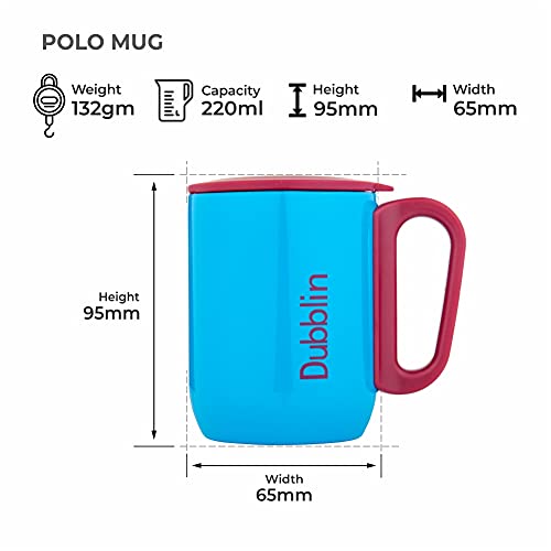 Coffee Mug Double Wall Insulated Stainless Steel Blue 220 ML with Handle and Lid