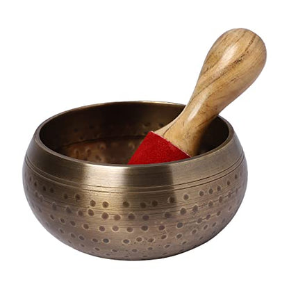 Singing Bowl Hand-Hammered Black with Gold Trim 5 Inch Diameter for Meditation