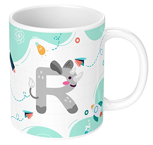 Coffee Mug Gloss Finish Ceramic 350ml Colorful Alphabet Letter R