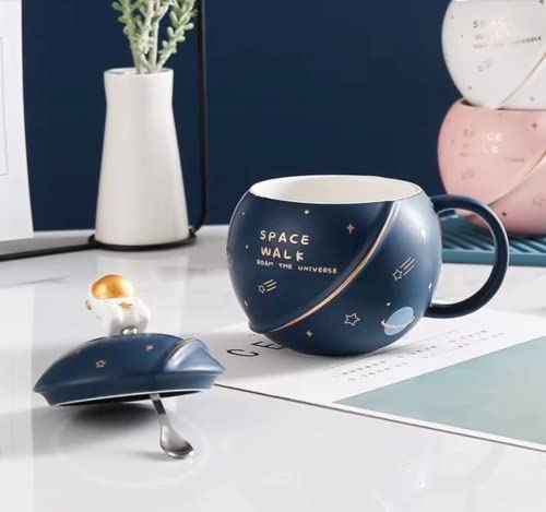 Coffee Mug 3D Creative Astronaut Planet Design Ceramic Dark Blue 400ml